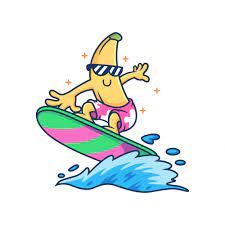 Surfboard Drawing, Surf Tattoo, Cartoon Banana, Fruit Vector, Vector Character Design, Banana Art, Brick Wall Background, Vector Icons Illustration, Simple Cartoon