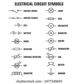 Electrical Circuit Symbols, Symbols Drawing, Circuit Symbols, Circuit Drawing, Symbol Drawing, Drawing Template, Lamp Switch, Drawing Templates, Circuit Diagram