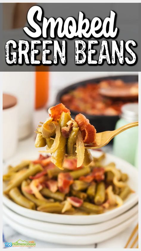 Looking for yummy smoking sides? Or perhaps you are just looking for the best way to cook green beans. There are so many yummy ways to prepare grean beans, but my favorite is smoke green beans. These best green beans have a yummy, simple sauce and are so forgiving as far as timing. You can even roast the green vegetables in the oven with this green beans recipe. Smoked Green Beans, Cook Green Beans, Vegetables In The Oven, Best Green Beans, Roast In Oven, Grean Beans, Easy Egg Casserole, Pumpkin Pie Oatmeal, Oven Vegetables