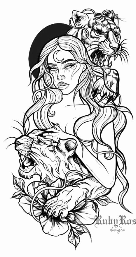 Thigh Lion Tattoos Women, Lioness Of God Tattoo, Full Sleeve Tattoos Sketch, Lady With Snake Tattoo, Leo Arm Tattoos For Women, Women With Lots Of Tattoos, Love For Animals Tattoo, Animal Leg Tattoos Women, Leo Sleeve Tattoos For Women