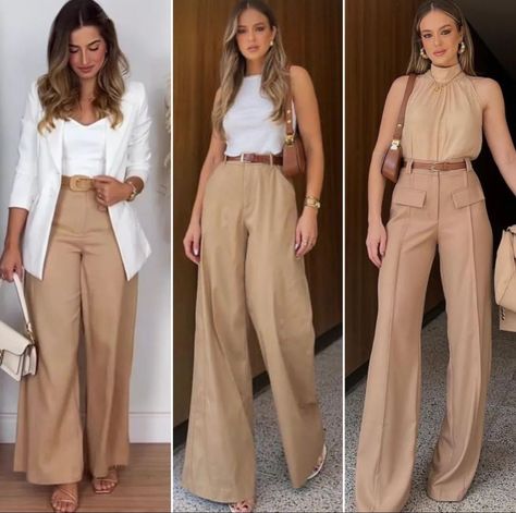 Chic Work Outfit, Casual Professional, Beige Outfit, Summer Work Outfits, Quick Outfits, Neutral Outfit, Formal Outfit, Basic Outfits, Business Outfits