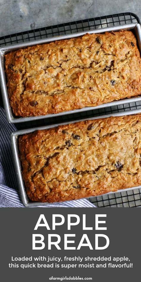 This quick and easy Apple Bread recipe is loaded with shredded apples, ensuring moist, delicious fresh apple flavor and texture in every bite! #baking #apples #fall #bread