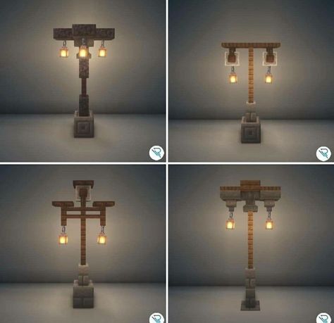 Light Post Minecraft, Minecraft Lamp Ideas, Minecraft Light Ideas, Minecraft Street Lamp, Minecraft Couch, Minecraft Lighting Ideas, Minecraft Lantern, Minecraft Lamp, Minecraft Light