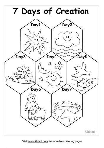 Days Of Creation Coloring Pages, Free Bible Coloring Pages, Creation Coloring Pages, Bible Coloring Sheets, 7 Days Of Creation, Creation Bible, Bible Crafts Sunday School, Sunday School Coloring Pages, Bible Activities For Kids