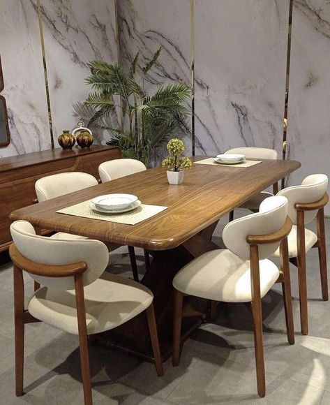 Luxury Minimalist Dining Room, Chairs For Wooden Dining Table, Wooden Chair Design For Dining Table, Wooden Dining Table Design Modern Luxury, Wooden Table Design Dining Rooms, Dinner Chair Design, Dining Table Chairs Design Wooden, Dinning Set Ideas, Dinning Room Chairs Modern