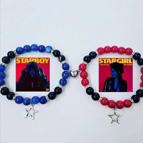 The Weeknd Bracelet, Matching Things For Best Friends, Starboy And Stargirl, Matching Bracelets For Best Friends, Beaded Bracelets Ideas, Pulseras Ideas, Bracelet Business, Diy Kandi Bracelets, Relationship Bracelets