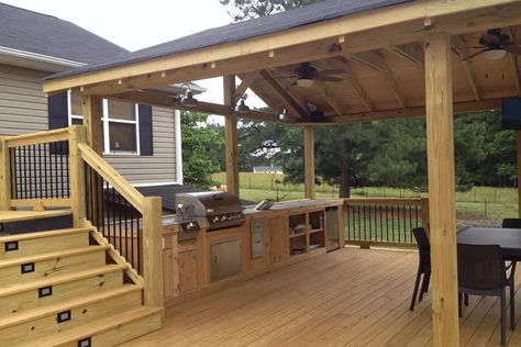 Gallery | Deck and gazebo - Picture 1196 | Decks.com Gazebo Pictures, Manufactured Home Porch, Living Pool, Mobile Home Porch, Patio Deck Designs, Grill Area, Deck Designs Backyard, Backyard Pavilion, Farm Fence