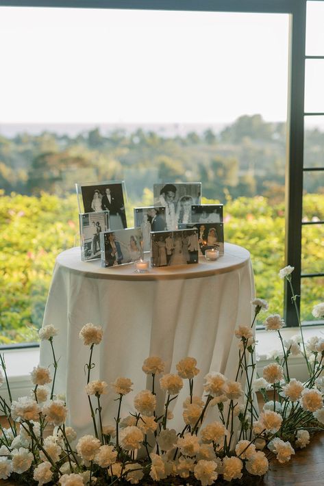 Ancestor Table At Wedding, Wedding Reception Memorial Table, Memory Table Flowers Wedding, Wedding Events Ideas Decor, In Memory Of Table Wedding, Photos Of Loved Ones At Wedding, Memorial Table At Wedding Display Receptions, Bare Tables Wedding, Rehearsal Dinner Photo Display