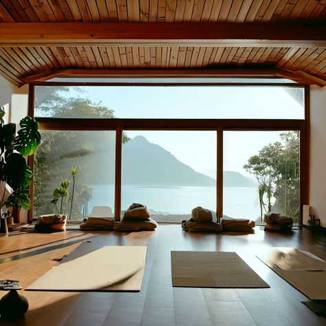 Meditation Retreat Architecture, Yoga Room Ideas Zen Space, Black Japandi, Home Pilates Studio, Zen Retreat, Island Mountain, Yoga Sanctuary, Retreat Home, Home Decor Amazon