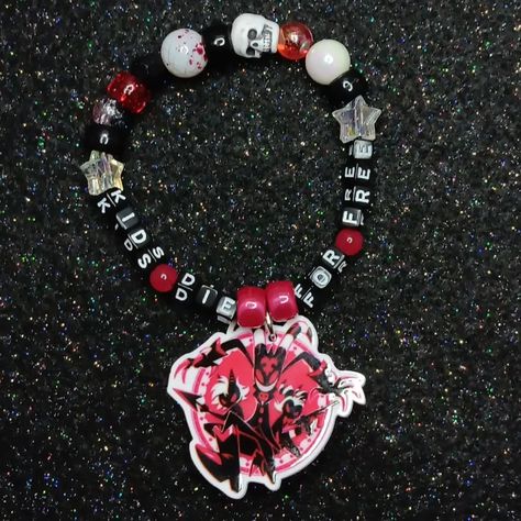 imp jingle kandi charm bracelet! 🩷🌸❤️🌸🧡🌸💛🌸💚🌸💙🌸💜 🎀 sold! ♡ approx. 7 inches around the wrist! string is stretchy but please do not pull extremely hard, it may snap! ♡ handmade with love by me! ♡ freebies with every order! thank you for your support <33 🩷🌸❤️🌸🧡🌸💛🌸💚🌸💙🌸💜 shares are greatly appreciated! you are helping me grow my small business <3 PLUR!! 🌈 #kandi #beadedbracelet #beadedbracelets #handmadejewelry #beadbracelets #jewelry #bracelets #helluvaboss #hazbinhotel #hellaverse #helluvabo... Cute Kandi Bracelets, Kandi Charms, Diy Kandi Bracelets, Diy Kandi, Kandi Bracelets, Help Me Grow, General Crafts, My Small Business, Bracelet Ideas