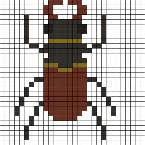 Scorpion Perler Beads, Gecko Perler Bead Pattern, Perler Bead Insects, Pixel Beetle, Perler Bead Bug Pattern, Beetle Crochet Pattern, Beetle Perler Beads, Bug Grid Pattern, Bug Pixel Art Grid