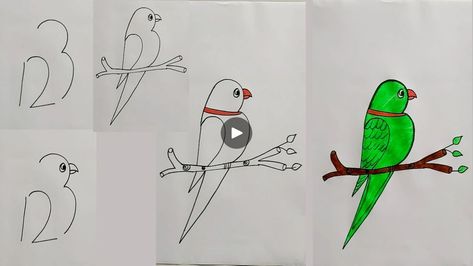 663K views · 9.3K reactions | How to draw a parrot with 123 number for kids | How to draw a parrot with number 123 easy for kids | Easy parrot drawing | By Priyanka creative guruFacebook Parrot Drawing For Kids, Parrot Drawing Easy, Draw A Parrot, Number For Kids, Parrot Drawing, Easy Drawings For Kids, Pencil Drawings Easy, Easy Kids, Drawing For Kids