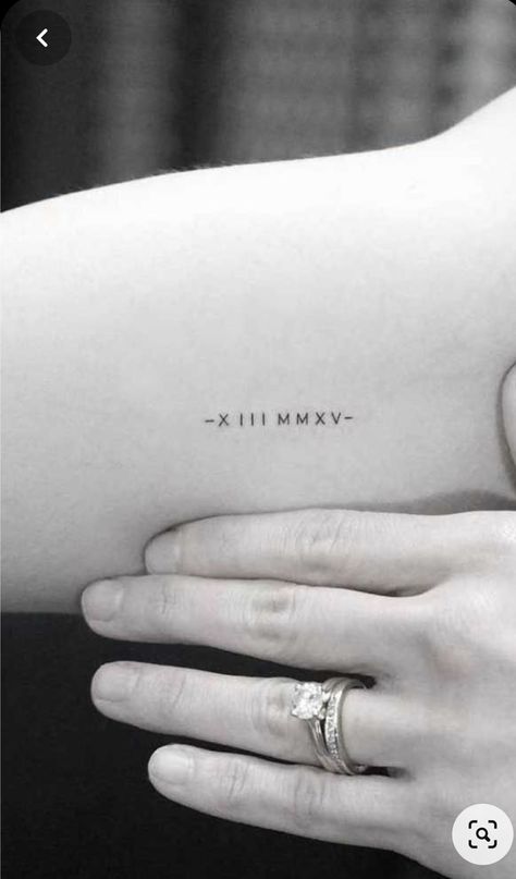 Roman Numeral Wrist Tattoo, Birthdate Tattoo, Anniversary Tattoo, Butterfly Tattoos On Arm, Roman Numeral Tattoos, Small Finger Tattoos, Birthday Tattoo, Date Tattoos, L Tattoo