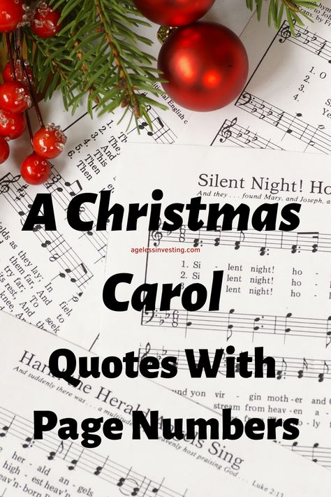 A picture of music sheets with a wreath and red Christmas bulbs, with the text overlay:" A Christmas Carol Quotes With Page Numbers" A Christmas Carol Key Quotes, Christmas Carol Quotes, Dickensian Christmas, Carol Quotes, A Christmas Carol Quotes, Christmas Carol Characters, Charles Dickens Christmas, Dickens Christmas, Key Quotes