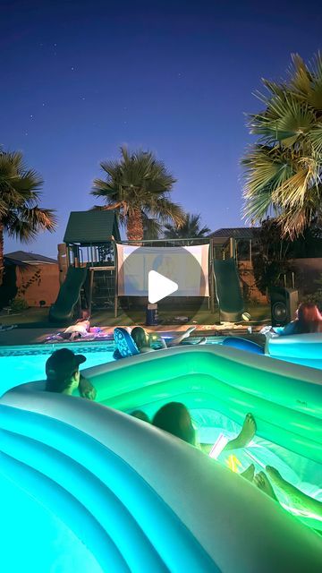 Kim Coffin | Cricut, Sewing, Crafts, & DIY on Instagram: "I threw a summer pool movie night with some of my friends and here’s how it went!✨ Our kids are already asking to do it again!

Comment Movie Night for all the links!

The pools, projector, screen, popcorn buckets, and glowsticks are from @walmart 

The glowing inflatable balls are from @amazon" Pool In Pool Movie Night, Pool Movie Night Outdoor Theater, Pool And Movie Party, Inflatable Movie Night, Pool Float Movie Night, Swimming Pool Movie Night, Movie Night In The Pool, Pool Movie Party, Dive In Movie Night