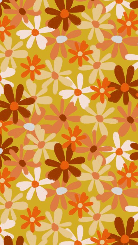 70s Widgets, Gold Striped Wallpaper, Wallpapers Widgets, 70s Flower Pattern, 70s Flowers, Client Board, 70s Floral Pattern, Wallpapers Phone, Seamless Floral Pattern