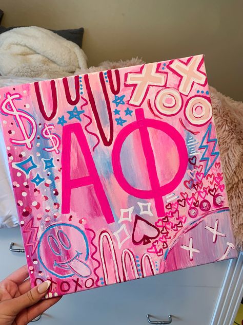 Sorority Wall Decor, Axid Canvas, Canvas Sorority Ideas, Canvas Sorority, Dz Canvas Painting, Cute Sorority Canvas Ideas, Big Little Paintings Canvases, Sorority Wall Art, Sorority Art Canvases