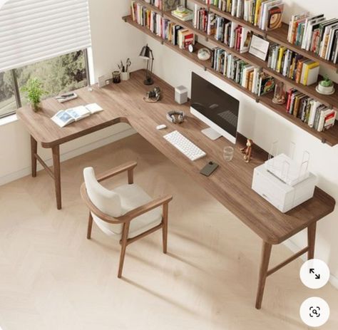 L Shaped Desks, Desk For Office, Solid Wood Office Desk, Wood Office Desk, Wood Office, Small Home Offices, Study Room Decor, Solid Wood Desk, L Shaped Desk