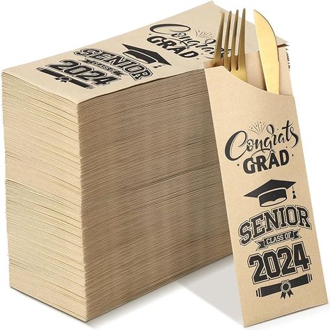 Amazon.com: Ireer 100 Pcs Class of 2024 Graduation Paper Silverware Bags Utensil Holder for Graduation Party Supplies Pocket Sleeves for College Senior High School Congrats Grad Table Centerpiece Decor (Brown): Home & Kitchen Grad Table, High School Graduation Party Decorations, Graduation Paper, Graduation Table Decorations, Graduation Party Table, Backyard Graduation Party, Senior Graduation Party, Graduation Open Houses, Graduation Party Diy