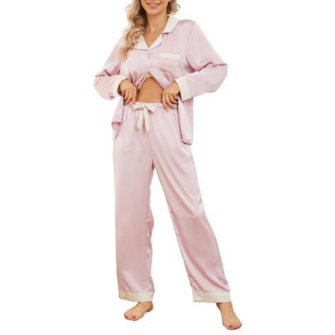 Pink silk pajamas