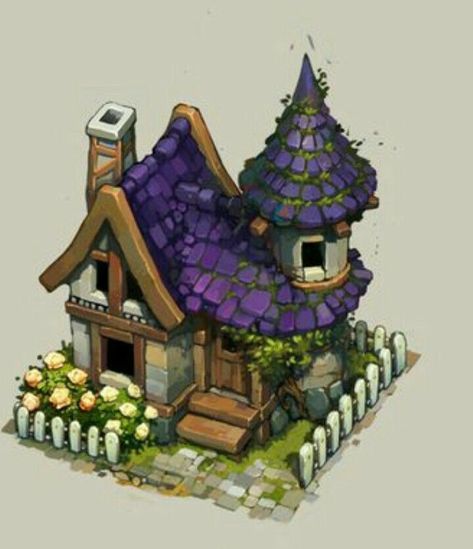 Medieval Building Concept Art, Fantasy Building Concept Art, Medieval House Concept Art, Fantasy House Concept Art, Fantasy House Concept, 3d Karakter, Medieval Houses, Building Concept, Isometric Art