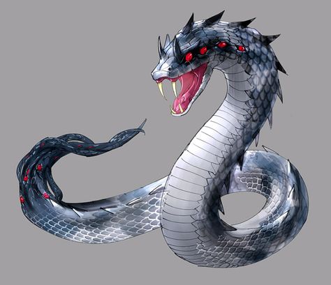 Phantom Snake Concept Art - Fate/Samurai Remnant Art Gallery World Serpent Art, Snake Monster Concept Art, Snake Creature Design, Snake Monster Art, Fantasy Snake Art, Snake Person Character Design, Snake Fantasy Art, Snake Concept Art, Snake Character Design