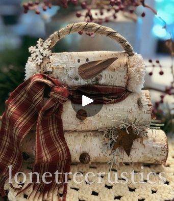 10K views · 254 reactions | DIY Rustic Birch Log Snowman | OMG… How cute is this ‘Rustic Birch Log Snowman’?! 🤎⛄️   Enjoy the video, go grab some Birch logs… and happy crafting ya’ll!! ⛄️  See the comments below... | By Lone Tree Rustics | Facebook Birch Tree Rounds Wood Slices, Snowmen Made From Birch Logs, Log Snowman Craft, Birch Wood Snowman, Birch Limbs Decor, Birch Bark Christmas Decor, Christmas Log Crafts Ideas, Birch Snowman Logs, Birch Log Snowman