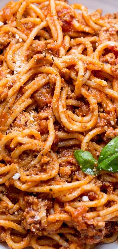 This Easy Meaty Spaghetti Recipe ready in under 30 minutes is amazing! Ground meat with marinara and spaghetti made in one pot for the perfect easy dinner. #spaghetti #marinarasauce #pasta #meat Meaty Spaghetti, Chicken Riggies, Spaghetti With Meat Sauce, Spaghetti With Meat, Meat Sauce Recipe, Spagetti Recipe, Delicious Spaghetti, Spaghetti Meat Sauce, Meat Sauce Recipes