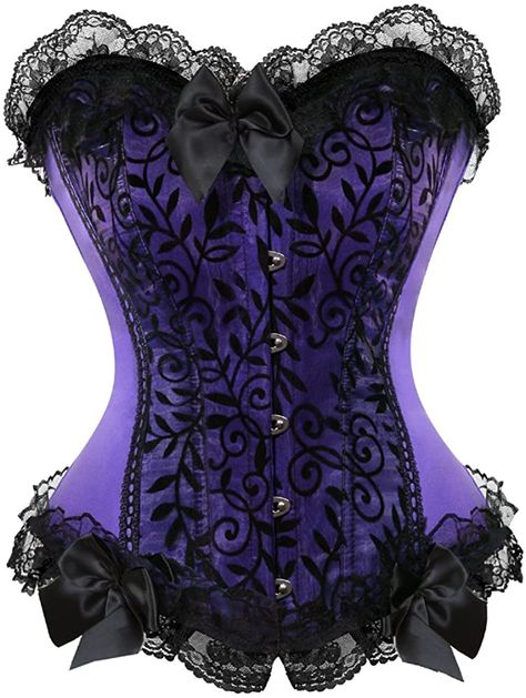 Overbust Corset Outfit, Bustier Top Corsets, Bone Corset, Corset Steampunk, Showgirl Costume, Purple Corset, Saloon Girls, Fashion Corset, Corset Costumes