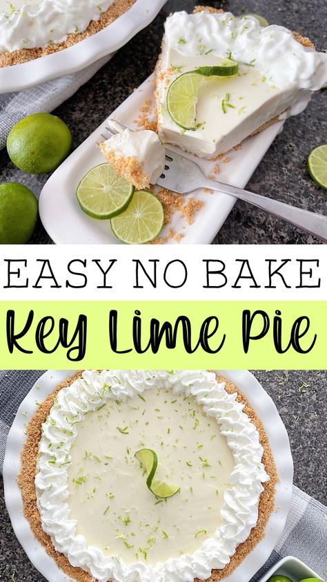 Limeade Pie, Lemon Pie Recipe Condensed Milk, Classic Key Lime Pie Recipe, Key Lime No Bake, Key Lime Pie Recipe No Bake, No Bake Key Lime Pie, Whipped Cream Pie, No Bake Key Lime, Key Lime Desserts