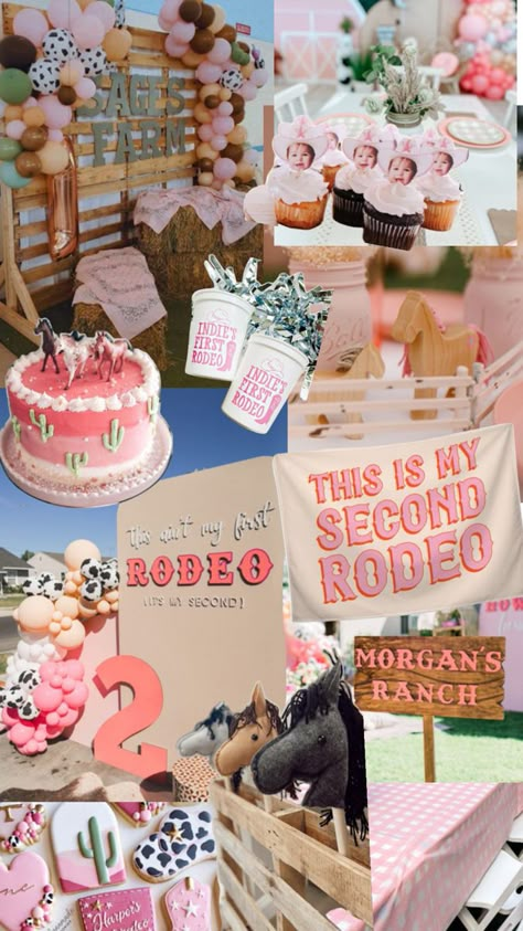 Second Rodeo, Rodeo Birthday Parties, Rodeo Party, Cowboy Birthday Party, Baby Birthday Themes, Second Birthday Ideas, Rodeo Birthday, Cowgirl Birthday Party, Birthday Collage