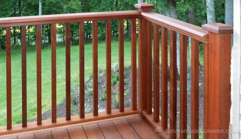 Ipe Decking Handrail - Ipe Balusters Decking Handrail, Trex Deck Designs, Exterior Handrail, Deck Handrail, Porch Railing Designs, Wood Deck Railing, Craftsman Porch, Deck Railing Systems, Ipe Decking