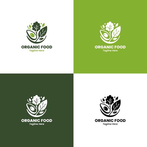 Food Brand Logo, Food Brand Logos, Organic Food Logo, Food Logos, Food Logo, Organic Food, Logo Food, Organic Recipes, Premium Vector