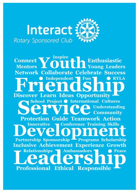 Rotary Mini Poster - Interact Word Cloud by GT Interact Club Projects, Interact Club, Career Lessons, School Poster, Rotary Club, Club Poster, School Clubs, Data Management, Study History