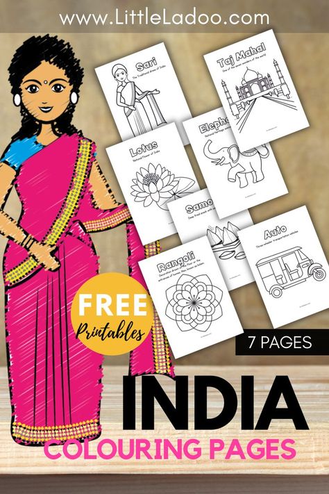 7 free printable colouring pages Diwali Craft For Children, Around The World Crafts For Kids, Diwali For Kids, Diversity Activities, Multicultural Activities, India Theme, Printable Colouring Pages, Human Body Science, India For Kids