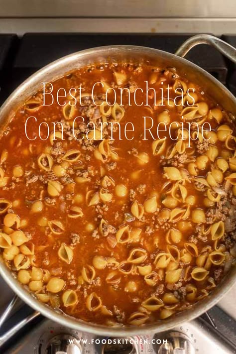 Conchitas Con Carne Recipe Pasta Chihuahua, Mexican Pasta Shells With Ground Beef, Easy Conchitas Recipe, Mexican Sopa With Ground Beef, Mexican Hamburger And Shells, Conchas Recipe Shells, Mexican Shells And Ground Beef, Mexican Pasta Soup Recipes, Mexican Conchitas Recipe