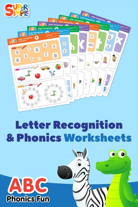 English Books For Kids, Phonics Worksheets Free, Kindergarten Phonics Worksheets, Abc Worksheets, Super Simple Songs, Free Preschool Printables, Alphabet Activities Preschool, Phonics Kindergarten, Free Worksheets