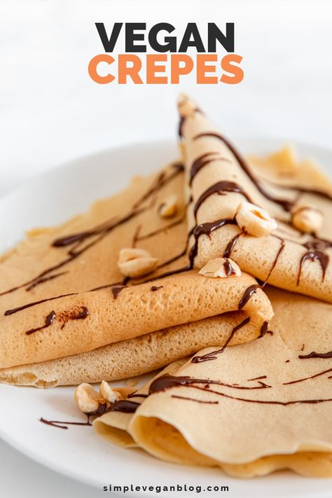 Vegan crepes, the best dessert ever. They're spongy and satisfying, and you can make them sweet or savory. Only 6 ingredients required! #vegan #vegetarian #plantbased #vegancrepes #vegandesserts Vegan Crepes Recipe, Homemade Soy Milk, Best Dessert Ever, Vegan Board, Vegan Crepes, Easy Vegan Recipes, Vegan Blog, The Best Dessert, Vegan Milk