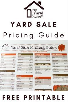 Printable Yard Sale Pricing Guide Yard Sale Pricing Guide, Yard Sale Hacks, Yard Sale Organization, Garage Sale Organization, Garage Sale Tips, Yard Sale Signs, Garage Sale Signs, Sale Signs, Yard Sale Pricing