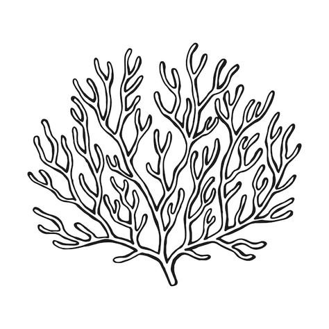 Vector coral hand drawn illustration con... | Premium Vector #Freepik #vector #sea-drawing #aquarium-logo #coral #water-doodle Coral Drawing, Sea Logo, Drawing Vector, Church Activities, Coral Print, Sea Coral, Hand Drawn Illustration, Outline Drawings, Drawn Illustration