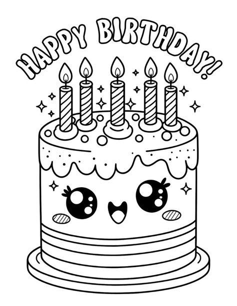 Birthday Cake Colouring Pages, Happy Birthday Colouring In Pages, Birthday Colouring Pages, Birthday Card Coloring Printable, Happy Birthday Coloring Pages Printables, Birthday Coloring Pages Free Printable, Sweets Coloring Pages, Birthday Cake Printable, Birthday Cake Coloring Page