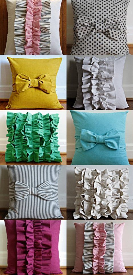 Handmade pillow case designs Kerajinan Diy, Bantal Sofa, Ruffle Pillow, Costura Diy, Creation Couture, Diy Pillows, Diy Couture, Crafty Craft, Crafty Diy