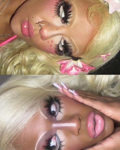 ✨🎀 gyaru hotties 🎀✨ - Collab with the fierce @danydisee 😻 - follow us both for more! @theprimroseglam @danydisee - - - - - - - - - - - - tags: #makeup #makeupartist #makeuptutorial #makeuplover #instamakeup #makeupoftheday #makeupbyme #makeuplife #austintxmakeup #austinmua #mua #houstonmua #editorialmakeup #graphicmakeup #explore #exploremakeup #primrosecore #gyaru #gyarumakeup #yamamba #yamambagyaru Yamanba Gyaru Makeup, Gyaru Makeup Black Women, Kemonomimi Makeup, Yamamba Gyaru, Gyaru Moodboard, Rokku Gyaru Makeup, Hime Gyaru Makeup, Makeup Moodboard, Visionary Board