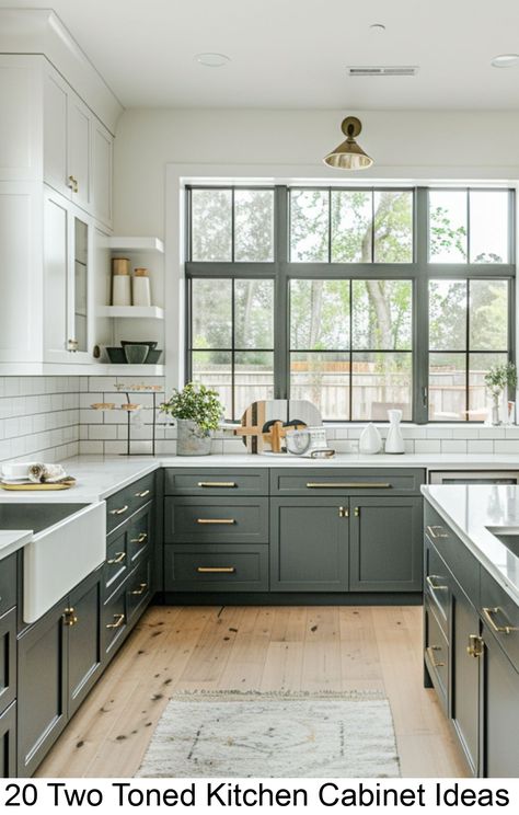 Discover 20 stunning two toned kitchen cabinets! Get inspired by contrasting colors and stylish design combinations!