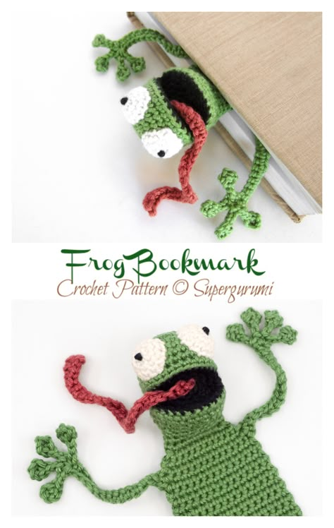 Frog Bookmark Crochet Pattern - Crochet & Knitting Animal Crochet Bookmark, Funny Crochet Bookmarks, Free Crochet Bookmarks Patterns, Frog Bookmark Crochet Free, Crochet Patterns For Bookmarks, Crochet Bookmarks Free Patterns Animals, Free Crochet Pattern Bookmark, Crochet Bookmark Pattern Free, Crocheted Bookmarks Free Patterns