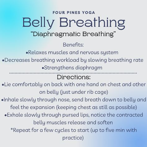 Belly Breathing graphic Stomach Breathing Exercises, Bedtime Breathing Exercises, How To Strengthen Lungs Exercise, Belly Breathing Benefits, Yogic Breathing Techniques, Nervous System Breathing, Breathing Techniques For Relaxation, Breath Work Script, Deep Belly Breathing