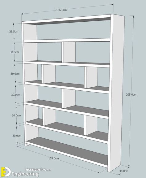 Important Dimensions And Ideas For Designing Libraries | Engineering Discoveries Home Library Design, Regal Design, Bookshelf Design, Wooden Bookcase, Bookshelves Diy, घर की सजावट, Shelf Design, Home Library, Design Case