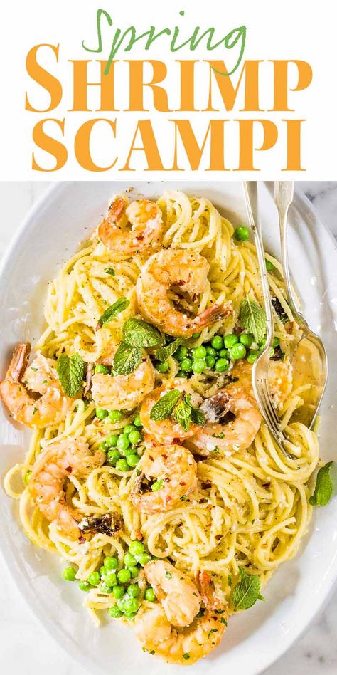 Shrimp And Peas Pasta, Classic Meals, Lemon Shrimp Pasta, Pasta For Dinner, Pasta Shrimp, Pesto Shrimp, Pasta With Peas, Spring Pasta, Lemon Shrimp