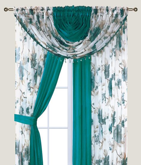 PRICES MAY VARY. WINDOW SHEER PANEL PAIR W/ VALANCE: Transform any room with our 4-panel sheer curtains, ideal for living spaces or as window treatments. Each panel, measuring 84" long, comes with two attached valances, adorned with delicate beads and tiebacks, offering a seamless blend of elegance and simplicity. ENDURING ELEGANCE, FLAWLESS DESIGN: Our living room curtains and sheer bedroom curtains, made from tough polyester, guarantee a lasting appearance. These sheer window curtain panels pr Tela, Fancy Curtains, Fancy Living Rooms, Voile Panels, Window Sheers, Voile Curtains, Stylish Curtains, Country Curtains, Sheer Curtain Panels