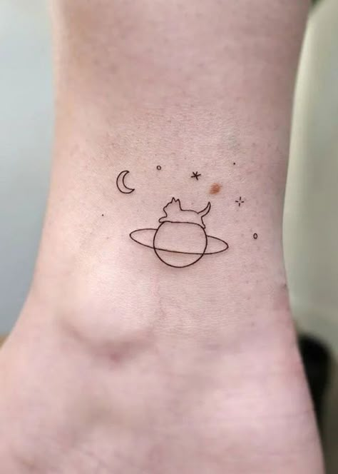 Minimalist Cat Tattoo, Small Symbols, Cute Totoro, Sakura Tattoo, Latitude And Longitude, Planet Tattoos, Pen Tattoo, Small Pretty Tattoos, Simple Tattoo Designs